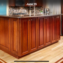 Kitchen Island, 6 solid wood cabinets, Granite countertop, stainless sink, faucet, 4 barstools