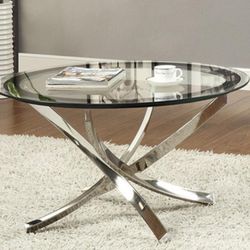 Round Chrome Coffee Table 