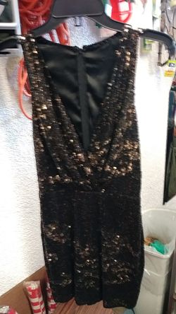 Black and Gold Sequins Cocktail Dress