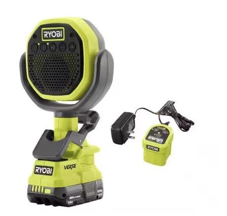 RYOBI ONE+ 18V Cordless VERSE Clamp Speaker Kit with 1.5 Ah Battery and Charger

