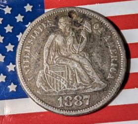 1887 Dime Antique Only One Side It's Good 