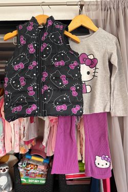 Hello Kitty Brand 💜 Size 4 3-Piece Vest, Sleeved, & Pants Set