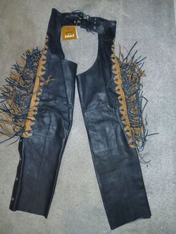 SHAF Western World Leather Fringe Chaps