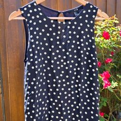 NWT_XXI Forever 21 Navy Blue & White Polka Dot Sleeveless Top.