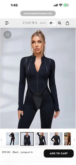 Black Long Sleeve Zip Jumpsuit