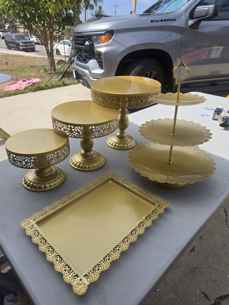 5 Pcs Gold Cake Stands