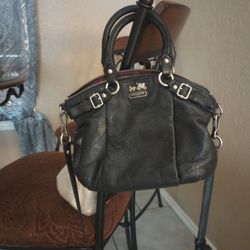 Small Black Leather Coach Purse $25