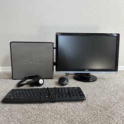 Dell PC with Monitor, Logitech Keyboard, And Mouse.