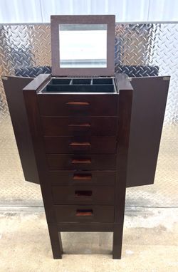 World Market Wooden Jewelry Armoire Cabinet w/ Mirror