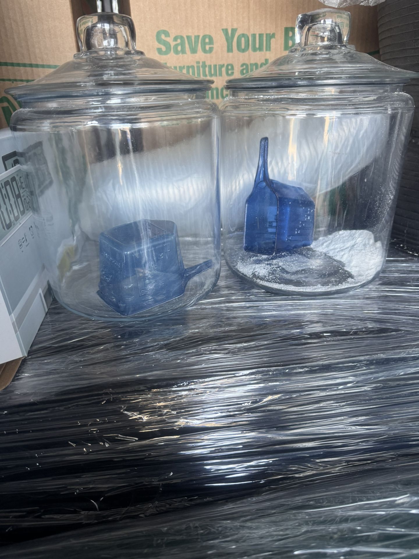 2 Glass Jars For Detergent.