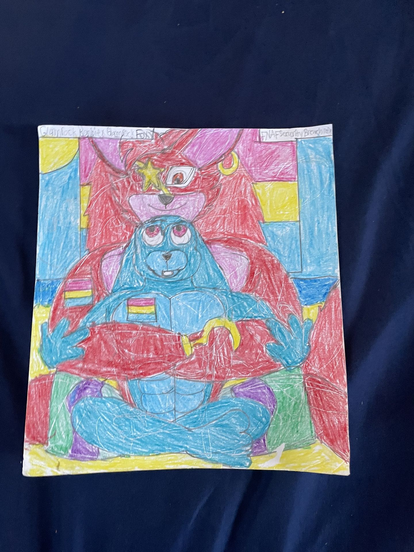 Energetic Blue and Red Art Drawing Illustration
