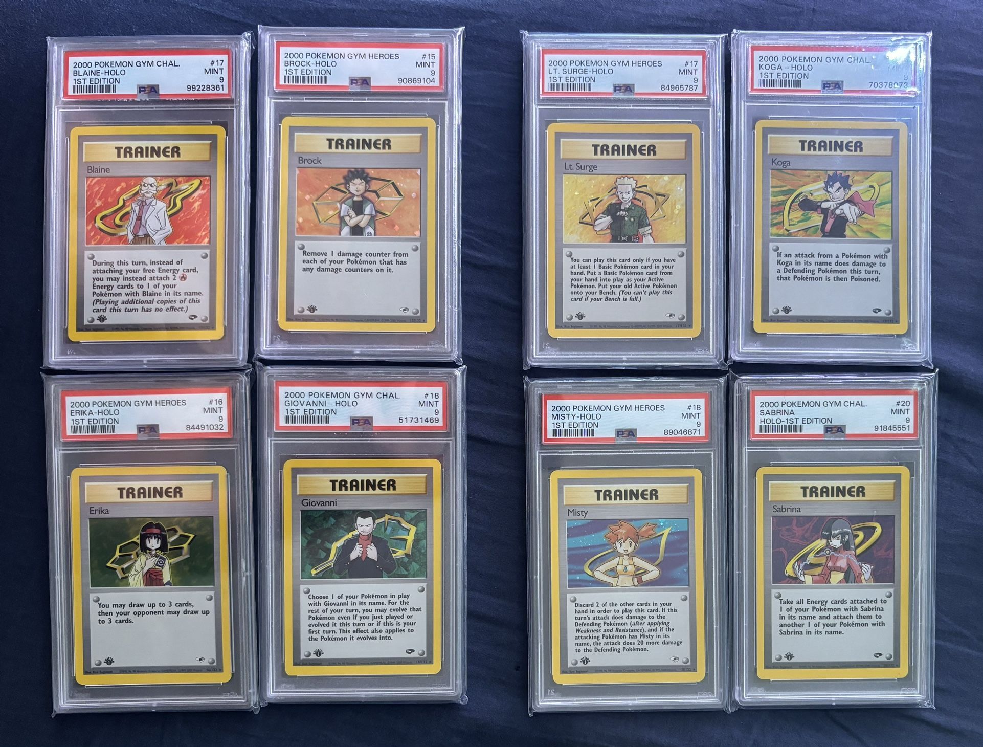 Pokemon PSA 9 1ST EDITION GYM CHALLENGE / HEROES TRAINER SET