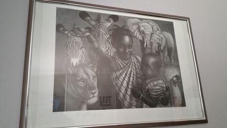 Artist signed Charcoal Painting large