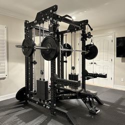 PRO SERIES Ultimate Half Rack Functional Trainer w/Smith Machine Bar | 320lb Stack | Gym Equipment | Fitness | Commercial | Squat Rack 