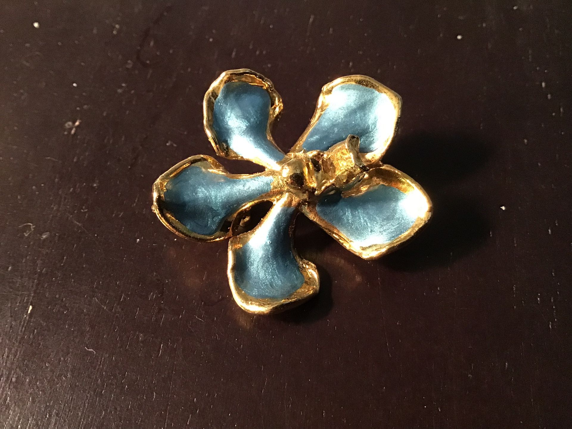 Blue Orchid brooch or pendant 22k GP