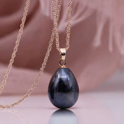 585 Drop Shell Pearl Necklace AB Black