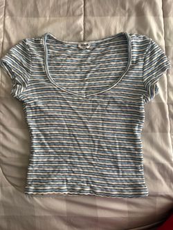 Cotton On Blue Striped Ribbed Top