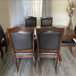 Dark Brown Wood Dining Table 