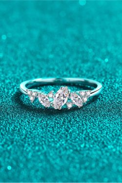 Moissanite Rhodium-Plated Ring 925 Sterling Silver Pass Diamond Tester