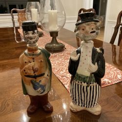 Rare -  1960 Vintage Clown/Hobo  Liquor Decanters.. Rye And Vodka.  Sold As A Pair.