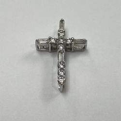 10K White Gold Diamond cross Pendant