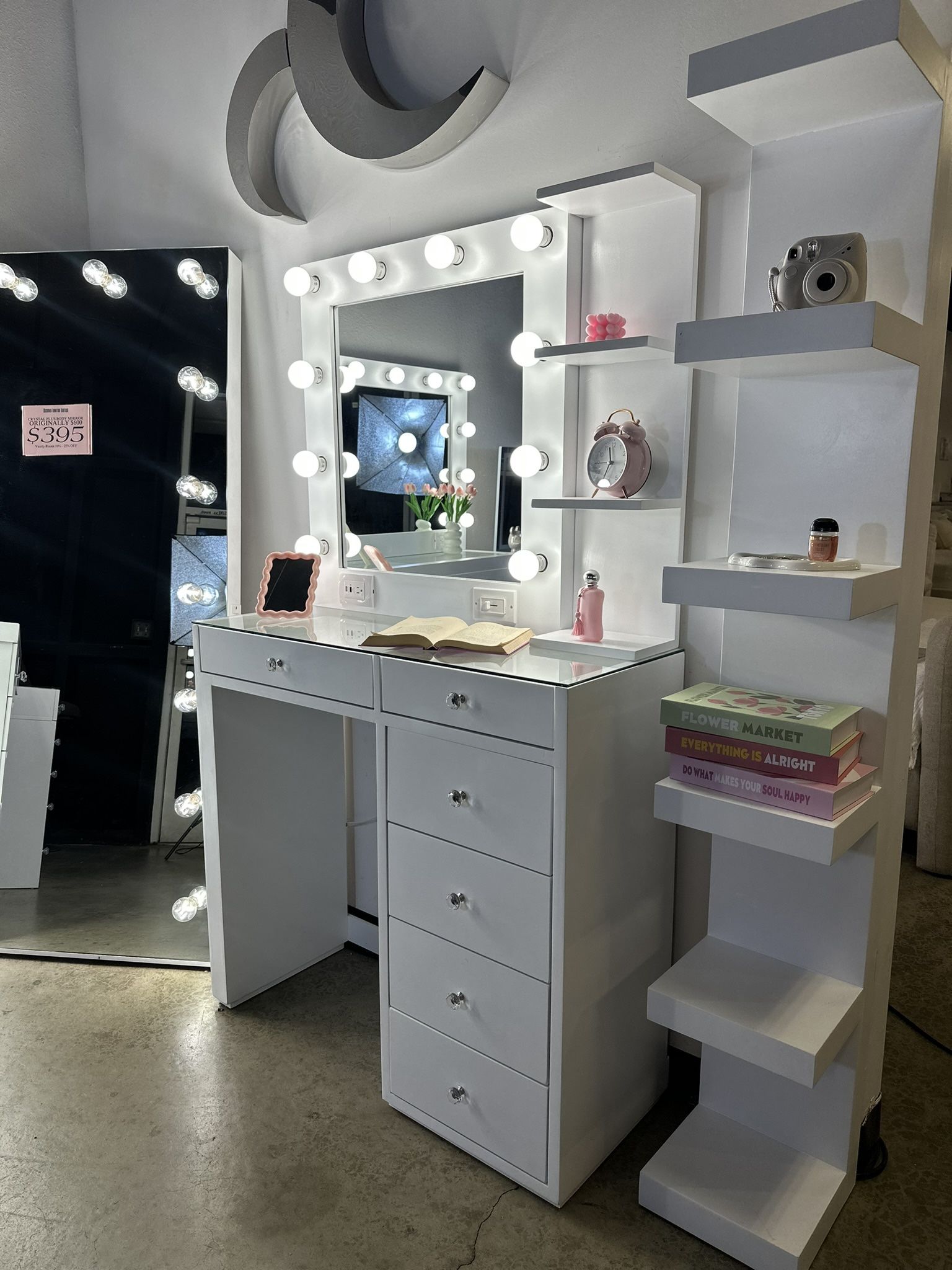 NEW Vanity Mirror with Desk Set - Table Dresser & Mirror + Shelf