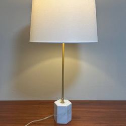 Modern Minimalist Carrera Style Marble Base Table Lamp Accent Decor