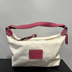Beige And Pink Leather Handbag Coach 