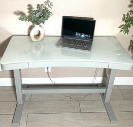 Twin Star Home 47" Ashford™ Adjustable Height Desk, Light Silver