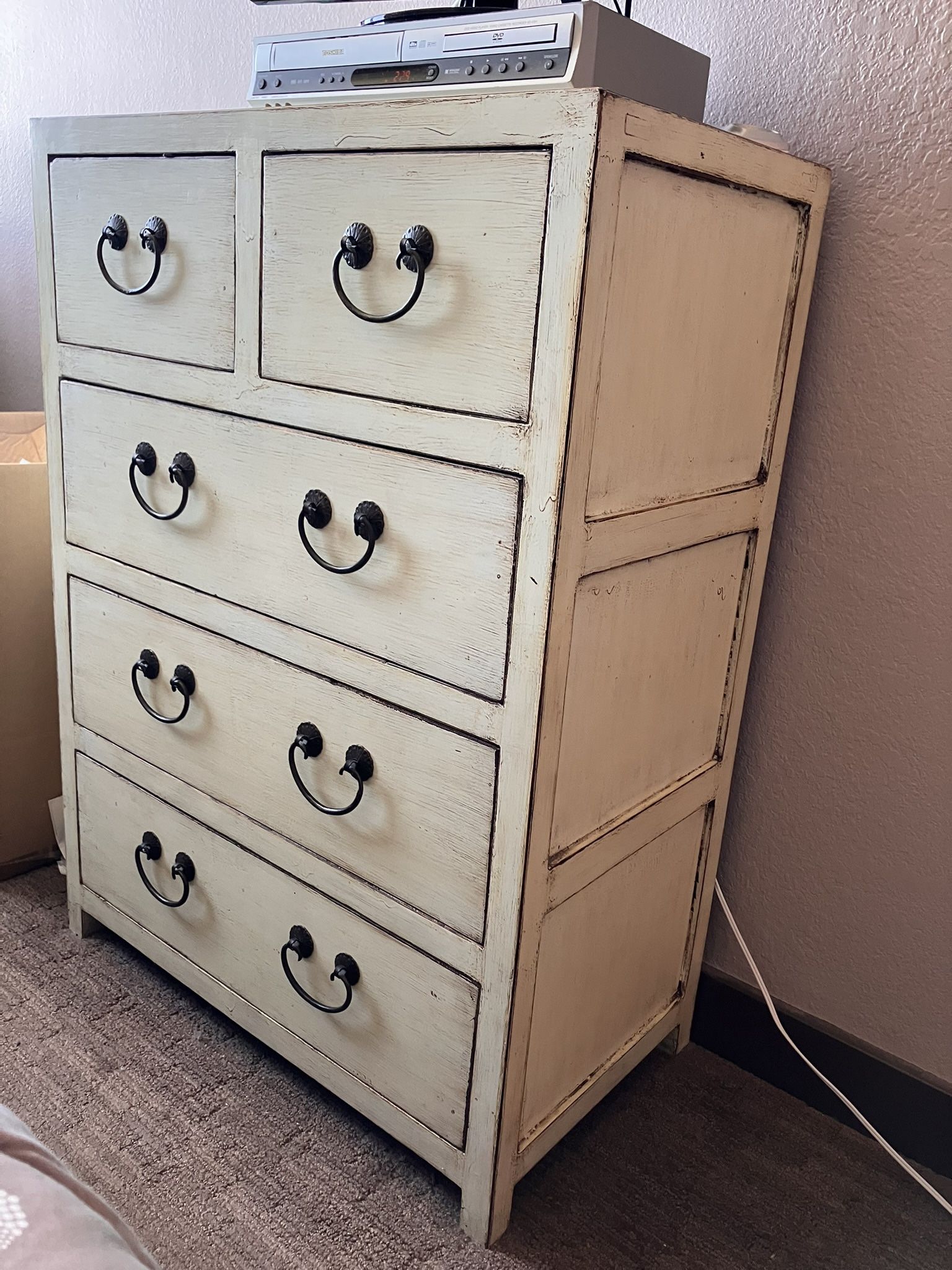 Vintage artisan-refinished Asian elm wood cabinet from Guangzhou, China - excellent condition, like new