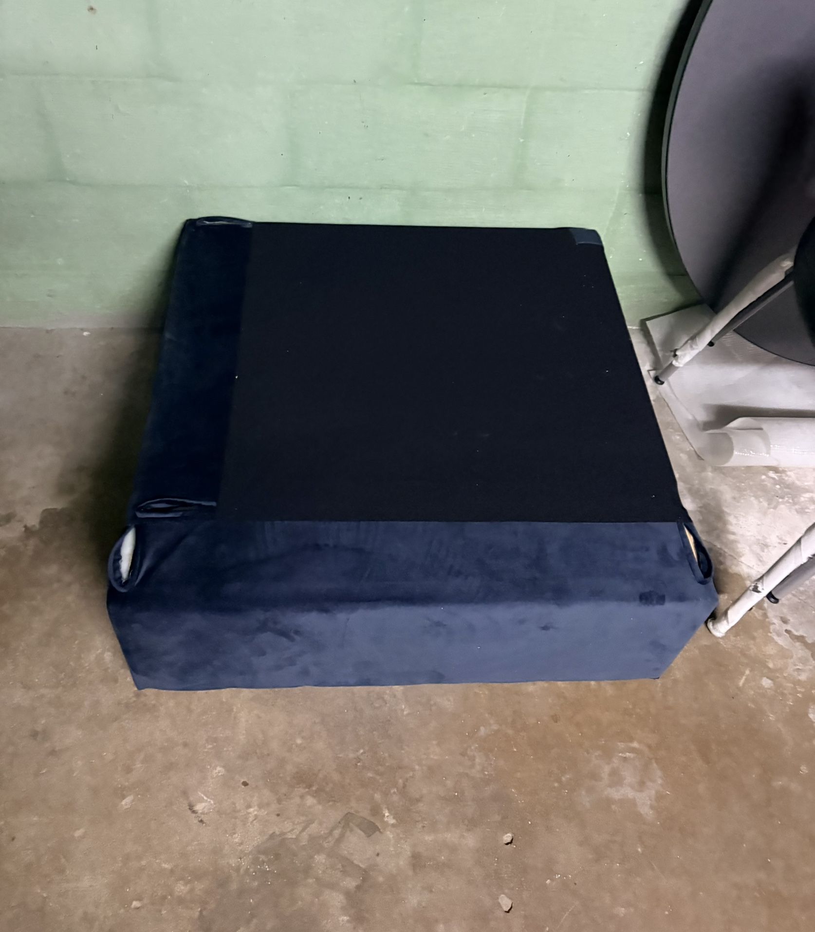 New Navy blue velvet ottoman-  base only - No Cushion