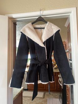 Black Faux Suede Jacket Coat: White House / Black Market SMALL