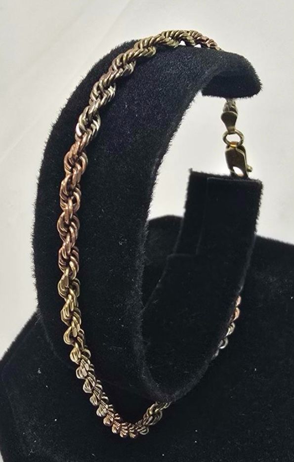 9" tri gold bracelet #15964