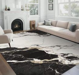 Black and White Marble Print Area Rug