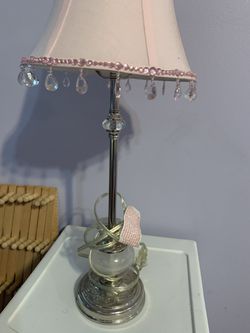 Beautiful lamp pink with glass decorations