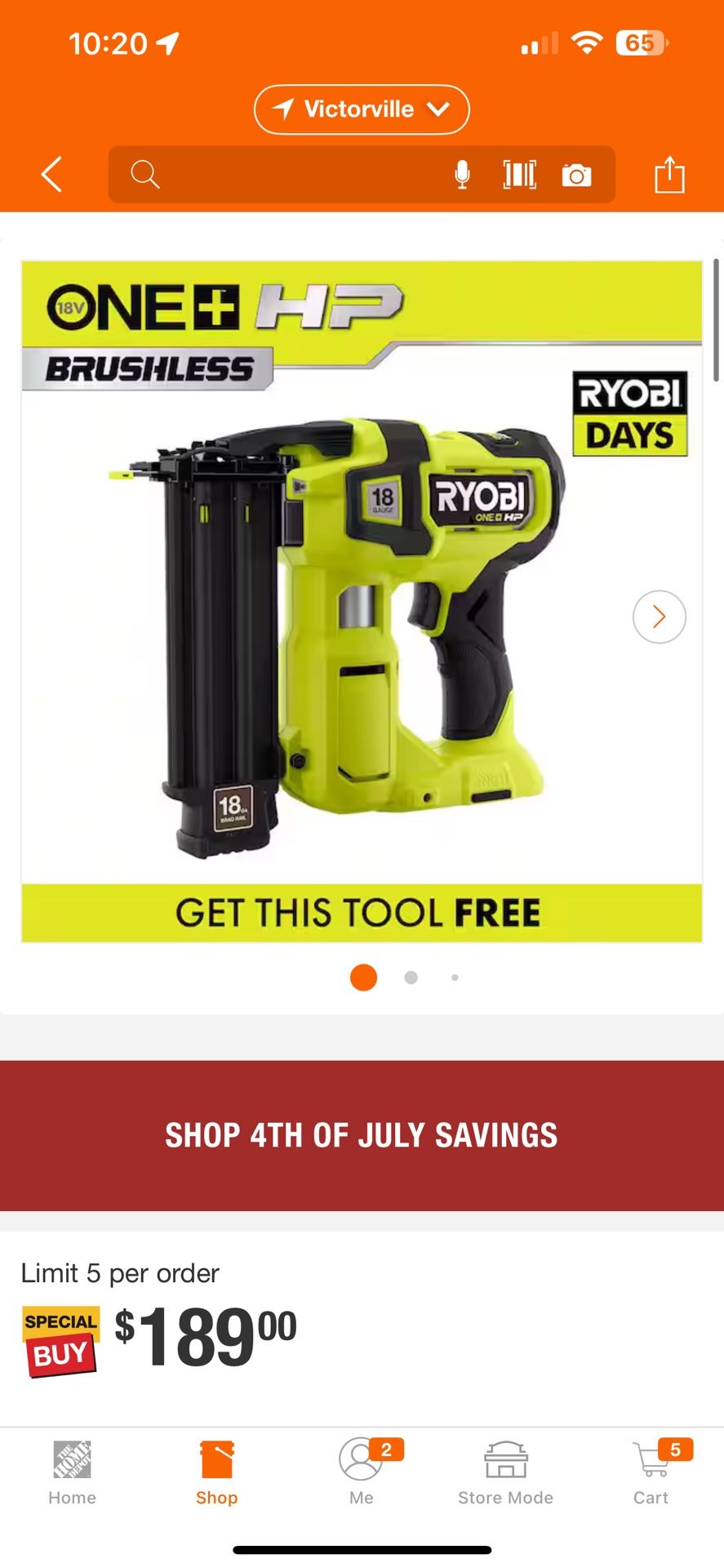 ONE+ HP 18V 18-Gauge Brushless Cordless AirStrike Brad Nailer (Tool Only)