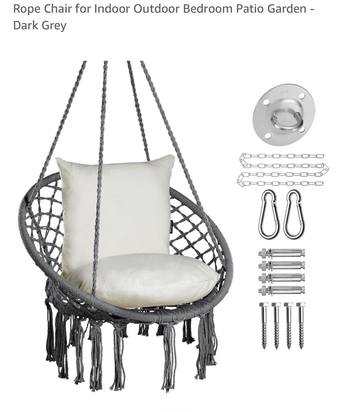 Wooden Swing Stand and Rope Chair With Cushions NEW IN BOX