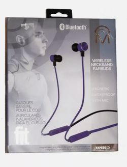 Fit Magnetic Wireless Bluetooth Neckband Earbuds Sweatproof With Mic NEW in Box