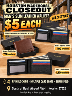 Leather Men's Wallets + Gift Box — $5 Each | 50 Min
