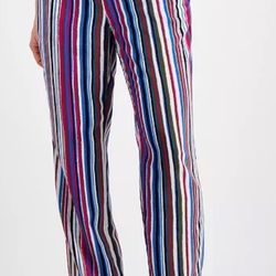 Jones New York Petite Small High-Rise Blue, Pink Striped Pants. NWT!