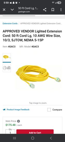Heavy Duty Lighted Extension Cord 10 Awg