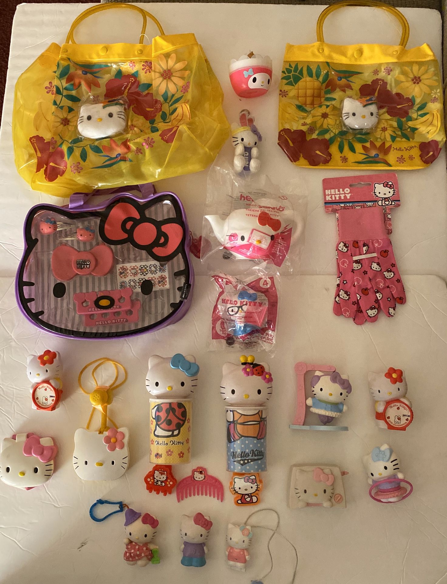 Hello Kitty Bundle (Figurines/Bag/Clips): $18