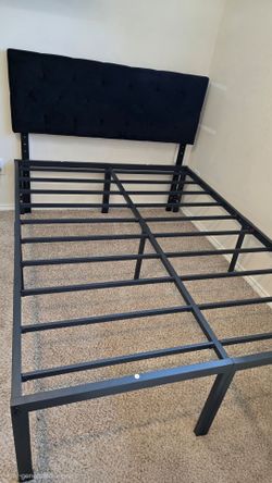 Dutton 18" Bed Frame size ( Full ) and Velvet Upholstered headboard Black