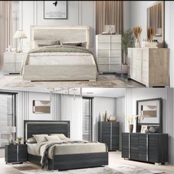 NEW QUEEN AND KING 5pc BEDROOM FURNITURE SET WITHOUT MATTRESS AND FREE DELIVERY 