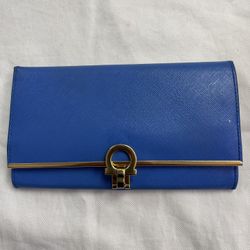 Salvatore Ferragamo Icona  Clip Blue Wallet 