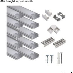 hunhun 10-Pack 3.3ft/1Meter U Shape LED Aluminum Channel System with Milky Cover, End Caps and Mounting Clips, Aluminum Profile for LED Strip Light In
