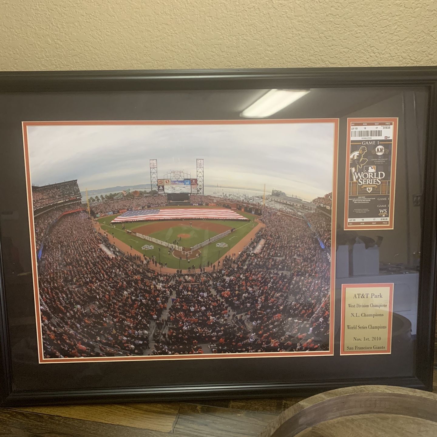 SF giants World Series Framed Ticket And Portrait
