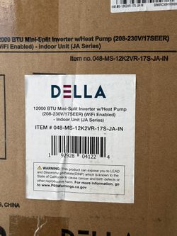 New DELLA 12000 BTU Mini Split AC Heat Pump WiFi – In Box