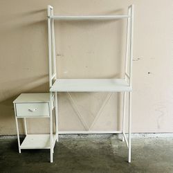 Monarch Specialties Workstation-Ladder Style Computer Desk with Shelves-Metal, 32" L, White
