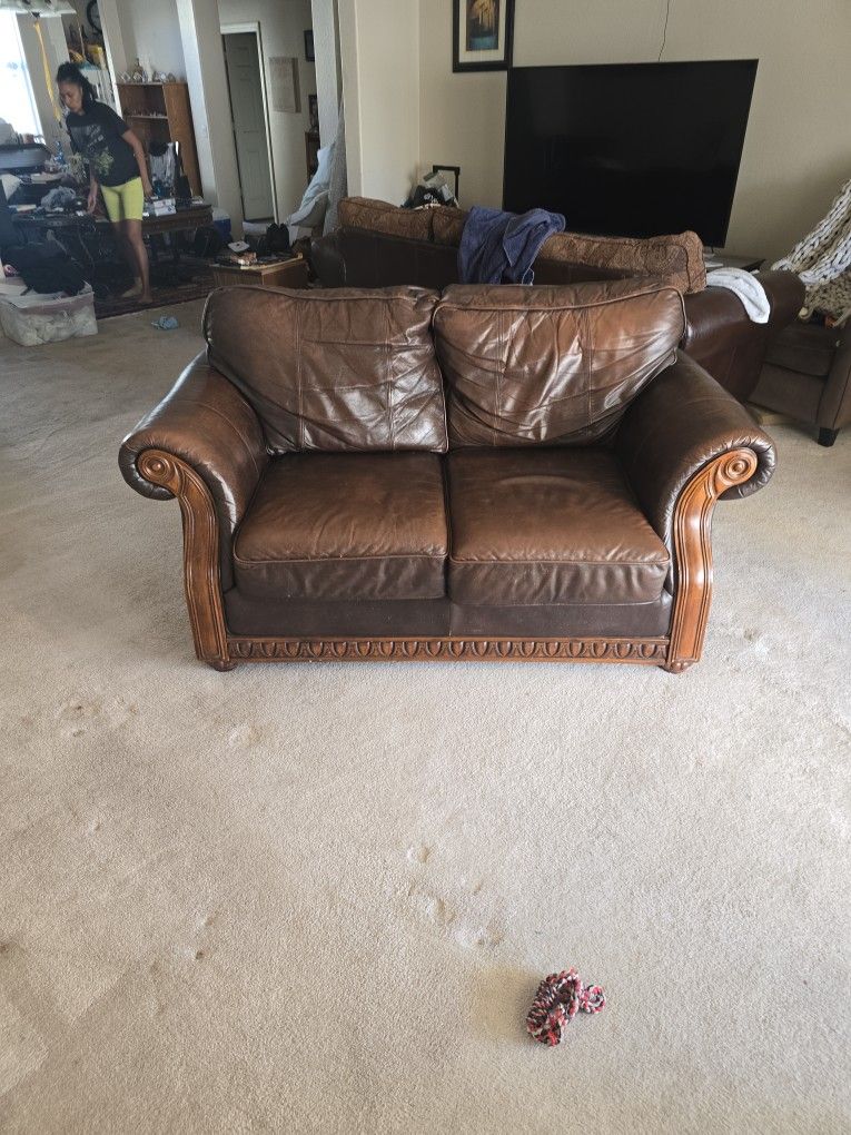 All Leather Loveseat Sized Sofa